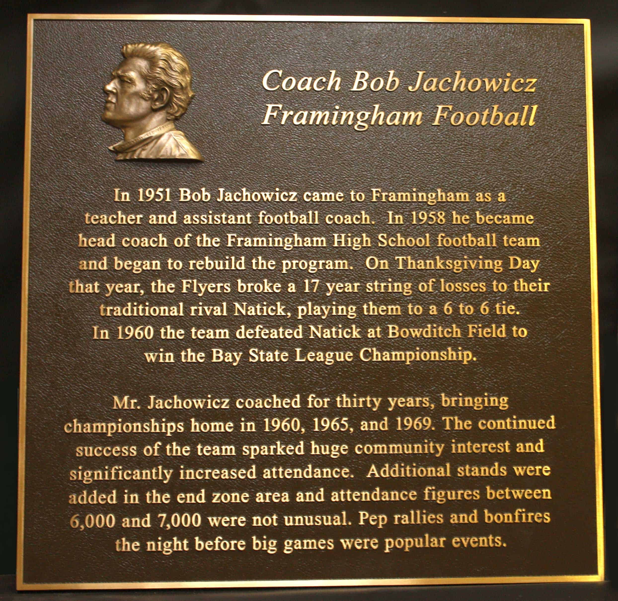 Coach Bob Jachowicz Plaque