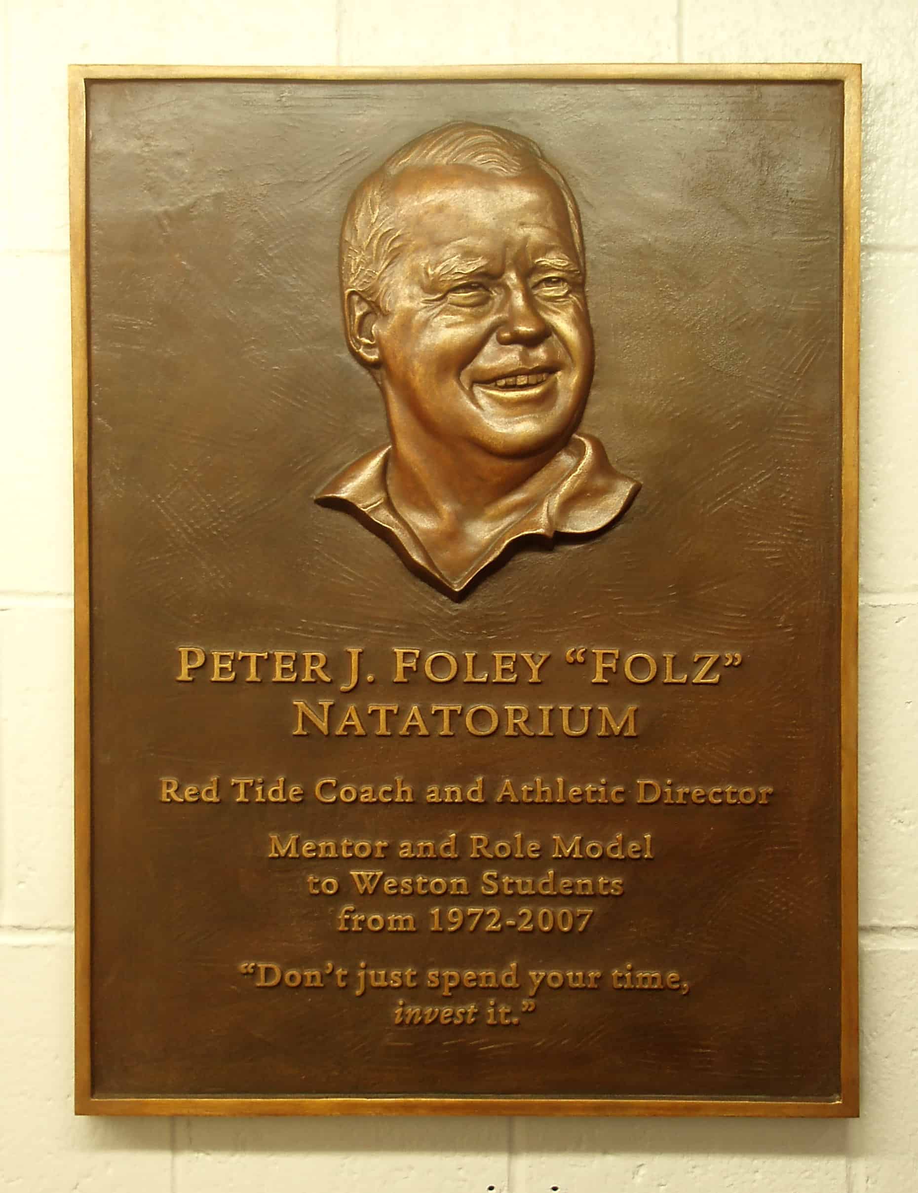 Peter J. Foley “Folz” Natatorium Plaque