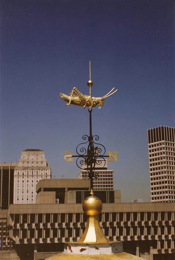 Grasshopper weathervane reinstalled