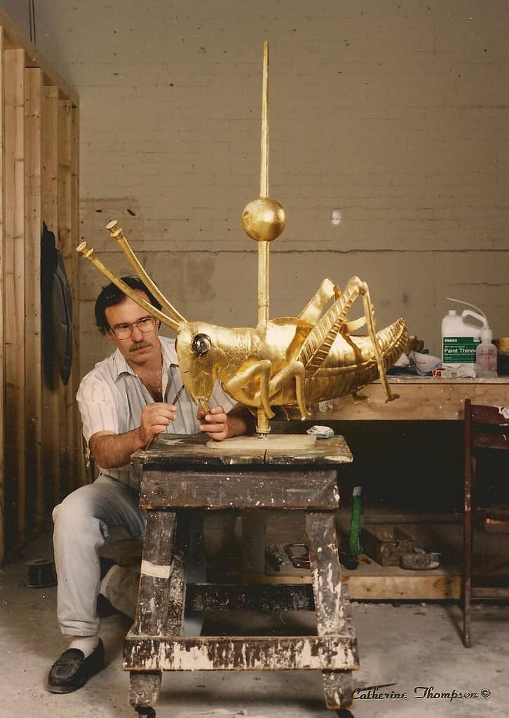 Grasshopper weathervane in studio